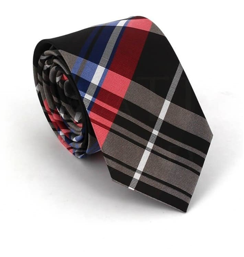 Narrow Multicolor Checkered Tie