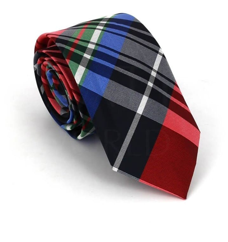 Narrow Multicolor Checkered Tie