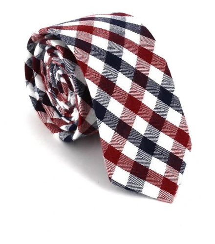 Tricolor Check Slim Tie