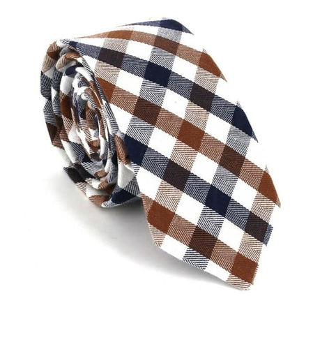 Tricolor Check Slim Tie