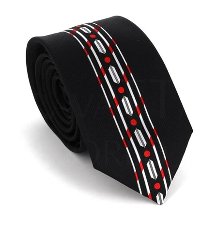 Narrow Black Tie with Vertical Pattern