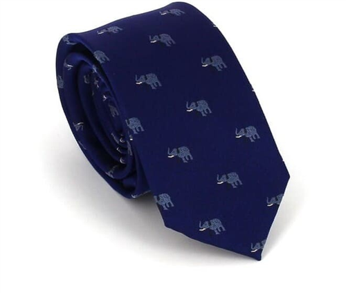 Narrow Blue Elephants Tie
