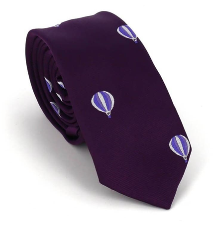 Narrow Purple Hot Air Balloons Tie