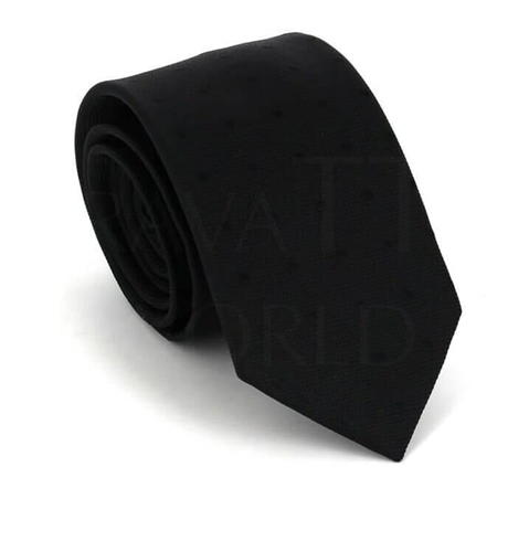 Narrow Black Tie with Polka Dots