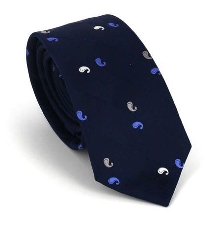 Dark Blue Narrow Paisley Tie