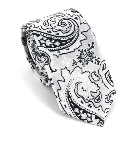 Silver Grey Narrow Paisley Tie
