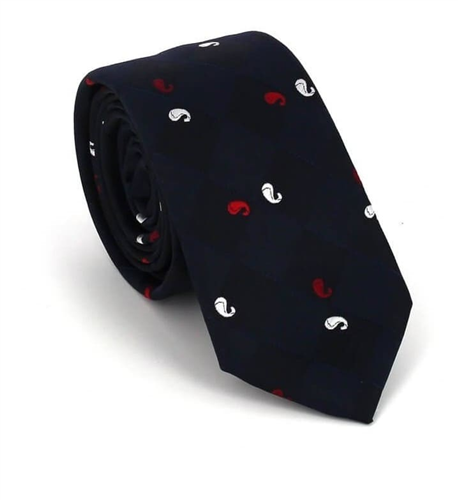 Narrow Black Paisley Tie