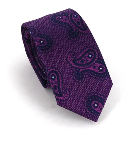 Violet and Blue Paisley Slim Tie