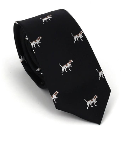Narrow Black Dog Print Tie