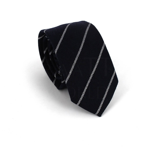 Narrow Black and White Striped Tie