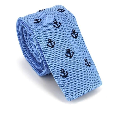 Light Blue Anchor Knit Tie