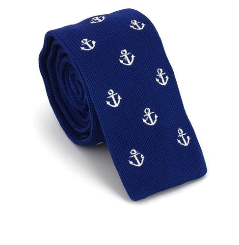 Midnight Blue Anchor Knit Tie