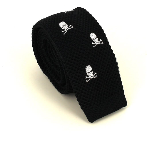 Black Skull Knit Tie