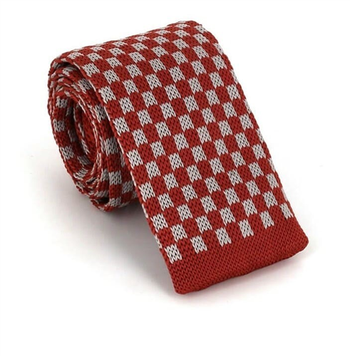 Brown and Gray Checkered Knit Tie