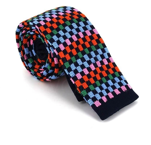 Multicolor Check Knit Tie