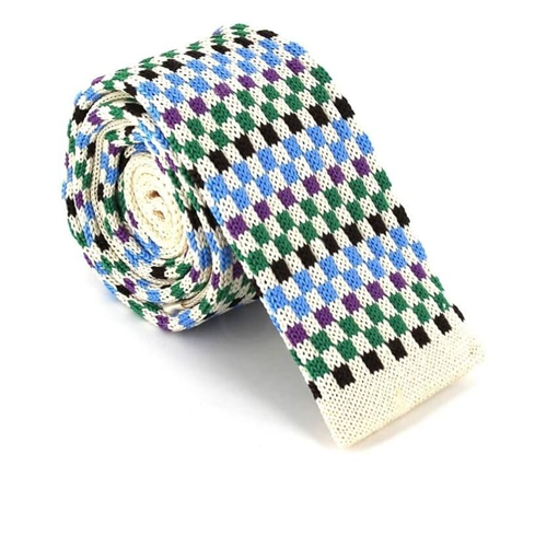 Multicolor Check Knit Tie