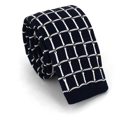Black and White Checkered Knit Tie