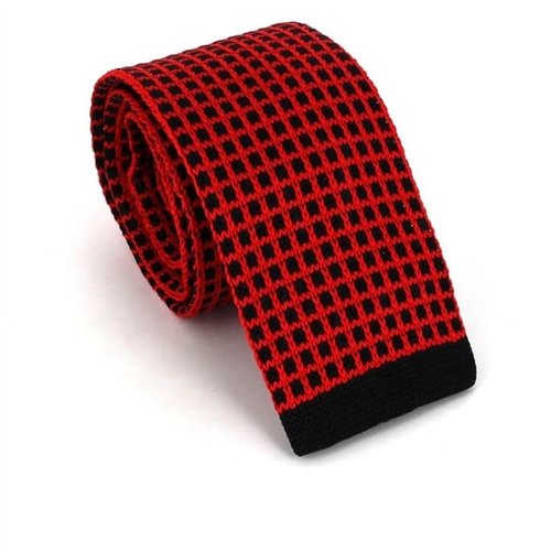 Red and Black Checkered Knit Tie