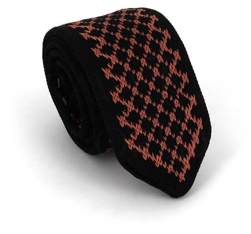 Black and Brown Patterned Knit Tie