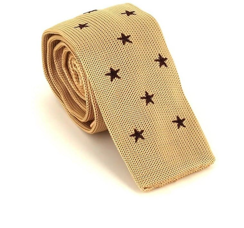 Beige Star Knit Tie