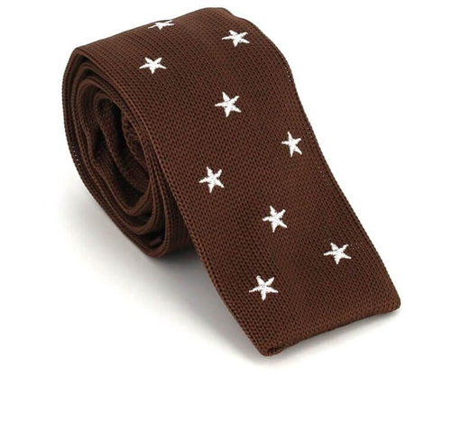 Brown Star Knit Tie