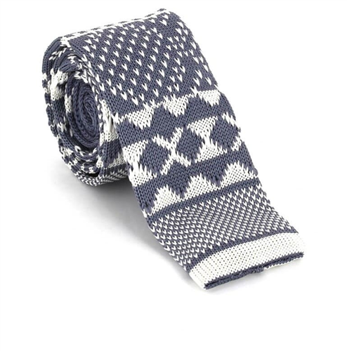 Winter Pattern Grey Knit Tie