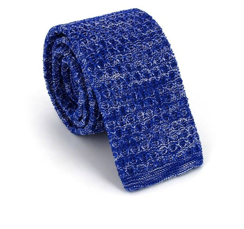 Blue and White Speckled Knit Tie