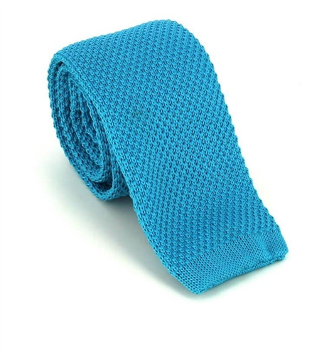 Solid Turquoise Knit Tie