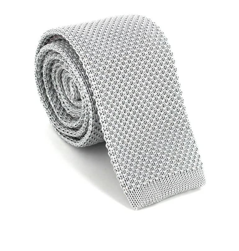 Light Grey Solid Knit Tie
