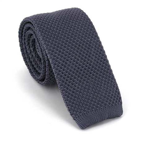 Dark Grey Solid Knit Tie