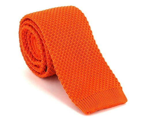Solid Orange Knit Tie