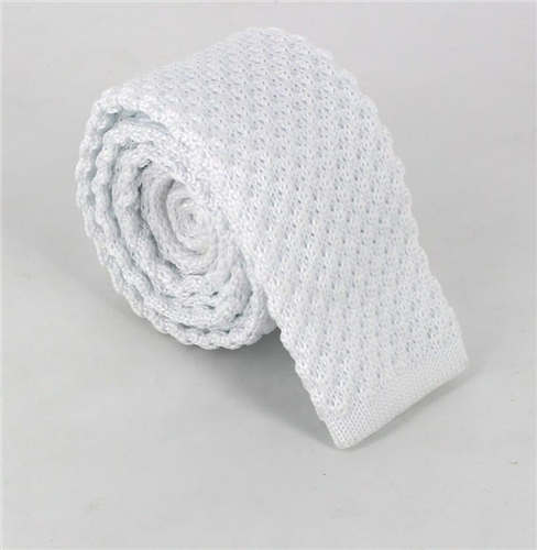 White Wave Textured Knit Tie