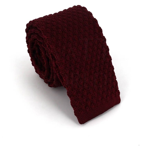 Plain Burgundy Wave Knit Tie