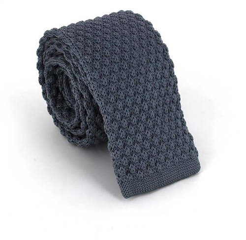 Grey Wave Textured Knit Tie