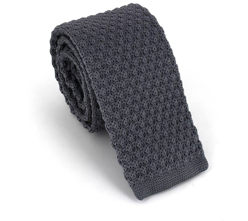 Dark Grey Textured Knit Tie
