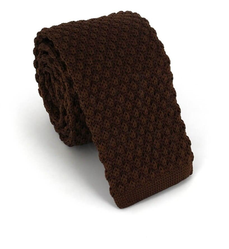 Brown Wave Textured Knit Tie