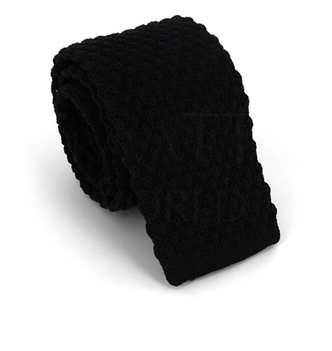 Black Wavy Knit Tie