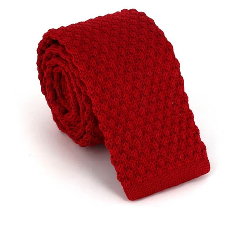 Red Wave Textured Knit Tie