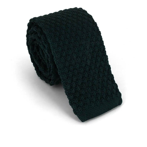 Dark Green Wavy Knit Tie