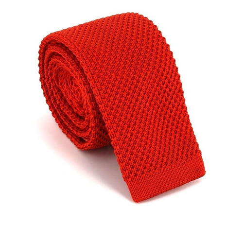 Solid Orange-Red Knit Tie