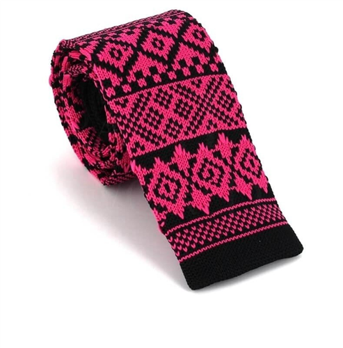 Black Knit Tie with Winter Pattern