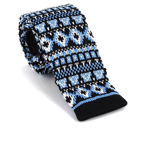 Black Knit Tie with Winter Pattern