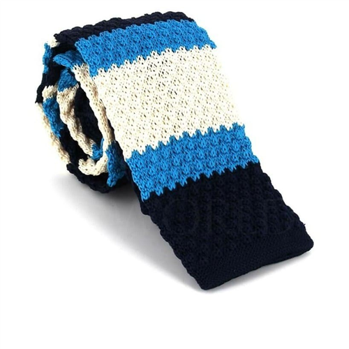 Tricolor Wave Stripe Knit Tie