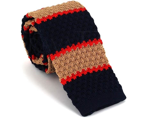 Tricolor Wave Stripe Knit Tie