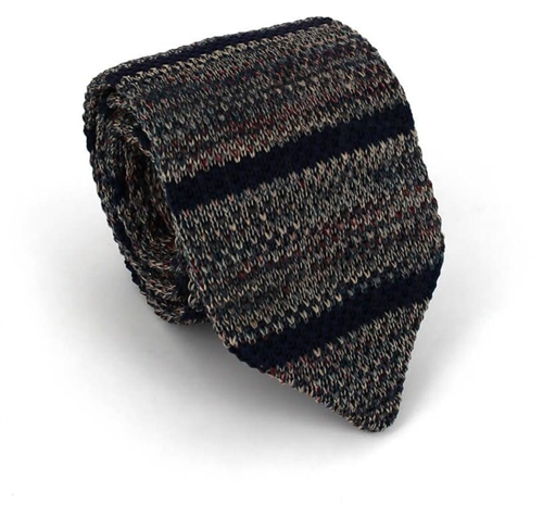 Blue Mélange Striped Knit Tie