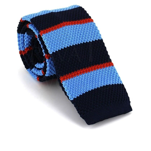 Tricolor Striped Knit Tie