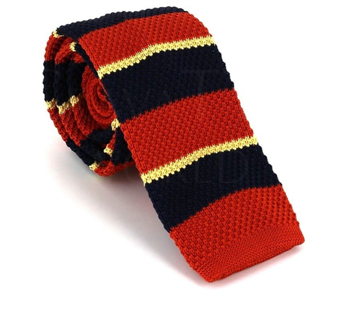 Tricolor Striped Knit Tie