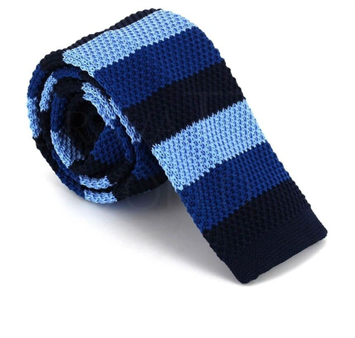 Tricolor Striped Knit Tie