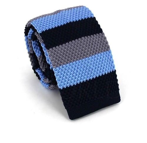 Tricolor Striped Knit Tie