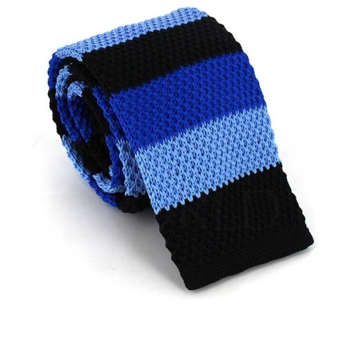 Tricolor Striped Knit Tie